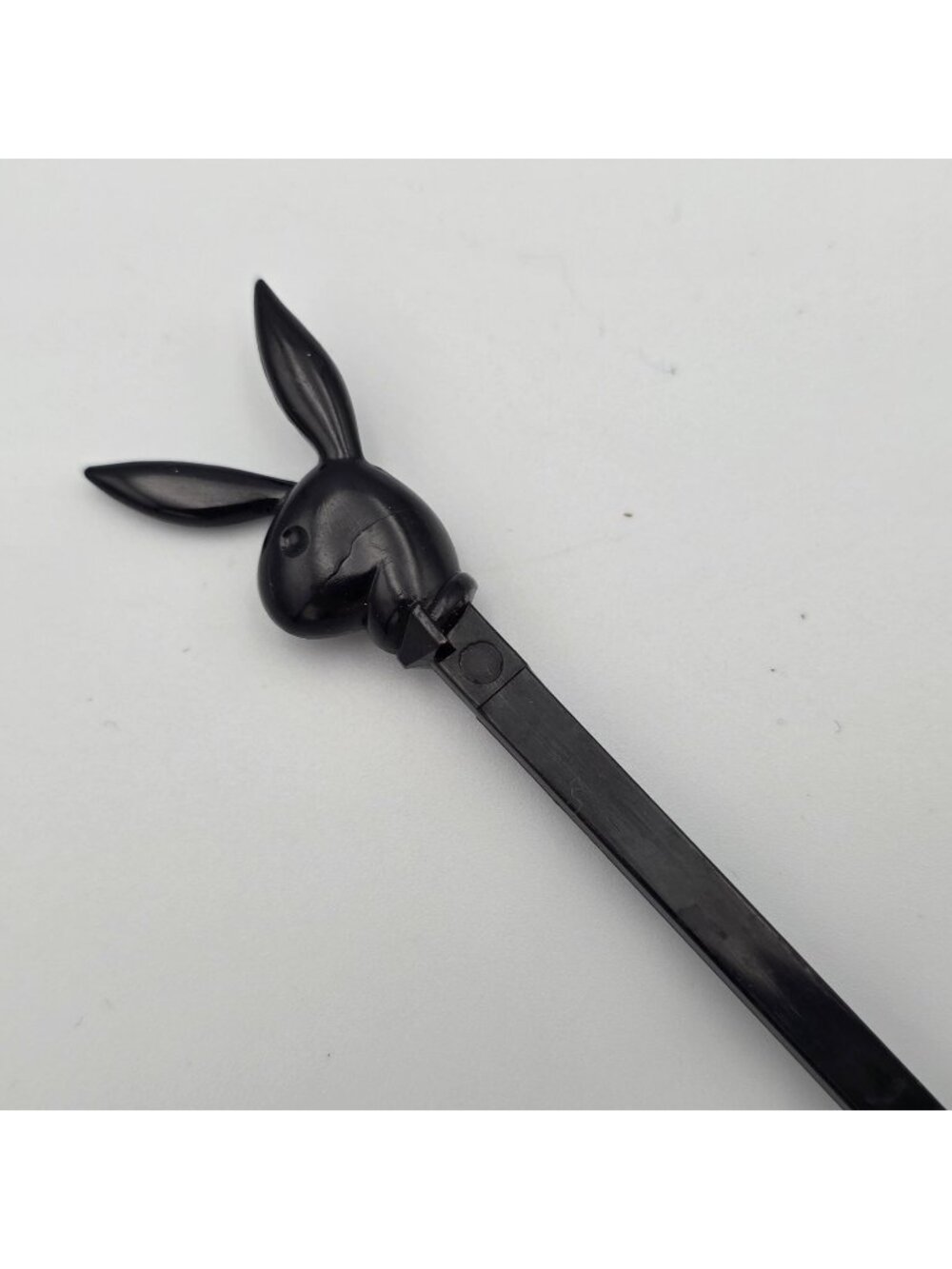 Playboy Black Plastic Stir Stick With Bunny Head Design